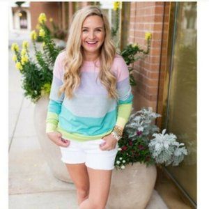 Textile Elizabeth & James Sweater Rainbow Pastel Multicolored Striped Trendy